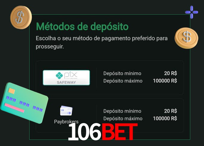 O cassino 106bet oferece uma grande variedade de métodos de pagamento